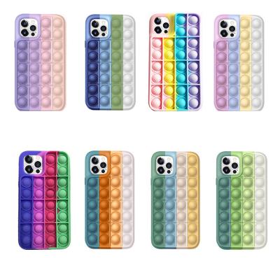 China Fanshion 3D Cute Cartoon Rainbow Busy Person Phone Reliver Stress Soft Case Squeeze Sensory Toy Push Phone Case For iPhone 12 for sale