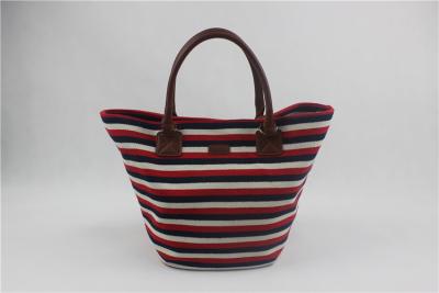 China Fashion Striped Canvas Beach Bag , Canvas Beach Tote Bags Special Design for sale