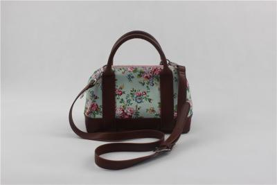 China Custom Printed Floral Canvas And Leather Crossbody Bag For Women Easily Washable for sale