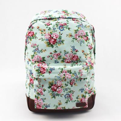 China Oversized Flower Print Backpack , Brown Leather Canvas Backpack Customized Printing for sale