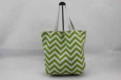 China Leisure Personalized Women'S Beach Tote Bags Green Wavy Pattern For Shopping for sale