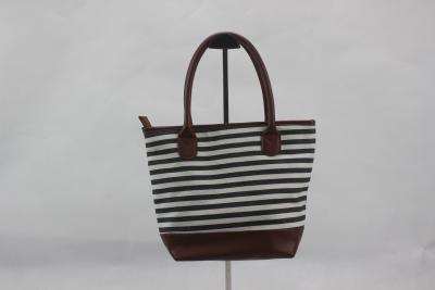 China Eco Friendly Striped Custom Made Canvas Bags Inner With Zipper Pocket for sale