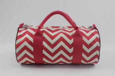 China Large Casual Canvas Travel Shoulder Handbag Red And White Color With Custom Logo for sale