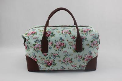 China Portable Floral Print Women'S Canvas Travel Bag Multifunction Hand Carry With Printing Logo for sale