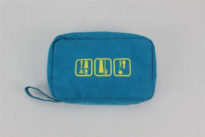 China Cute Small Travel Cosmetic Bags With Zipper Blue Color , Thin Oxford Inside Material for sale