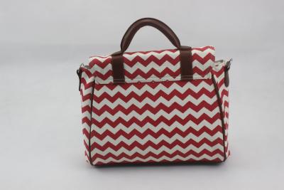 China Short PU Handle Canvas Beach Bags And Totes , Red Zip Top Travel Beach Bag for sale