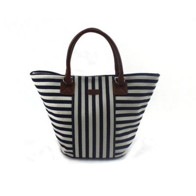 China Eco-friendly Leather Canvas Beach Bag with Silk Printing / Heat Transfer for sale