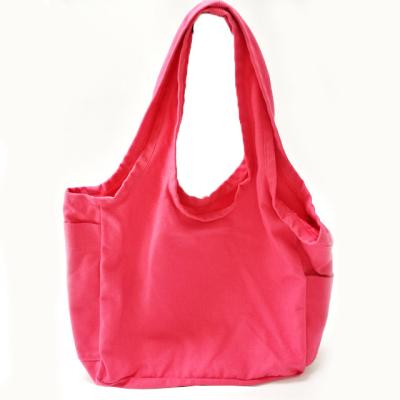 China Pink 12oz Reusable Shopping Bags / Cotton Canvas Tote Bags with Customized Logo for sale