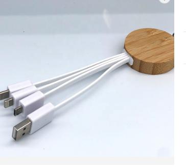 China For Android Type C 2021 Trending Products iPhone Eco-friendly 3 In 1 Cable USB Bamboo Charging Type C Micro Charging Cable For Mobile Phone for sale