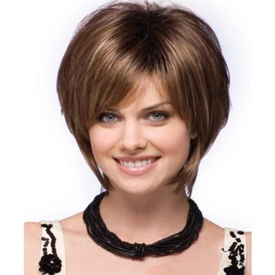 China Short Curly Hair Short Hair Women Fashion Wigs Synthetic Heat Resistant Fiber Daily Use Replacement Wig for sale