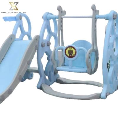 China Mini Baby Combination Plastic Slide and Swing Set Indoor Playground for Kids 3 in 1 for sale