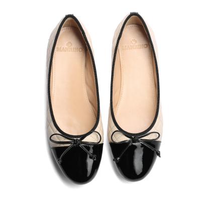 China MANRINO-055 Low MOQ Wholesale High Quality Anti-slippery Madame Nude Sheep Leather Ballerina Flat Elegant Shoes For Women for sale