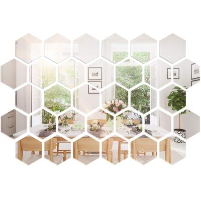 China Minimalist Removable Acrylic Mirror Setting Hexagon Wall Sticker Decal Honeycomb Wall Mirror for Home Living Room Bedroom Decor for sale