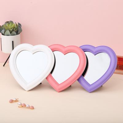 China Cute Wall mounted Desk decor Colorful Heart Lovely Makeup Tabletop Cosmetic Vanity Mirror for Bedroom for sale