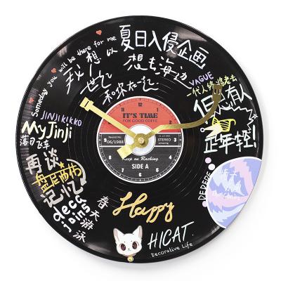 China Antique Style Customize vintage Vinyl Records LP Long Play eco friendly plastic Silent Non Ticking 12 Inch Wall Clock for Home living room for sale