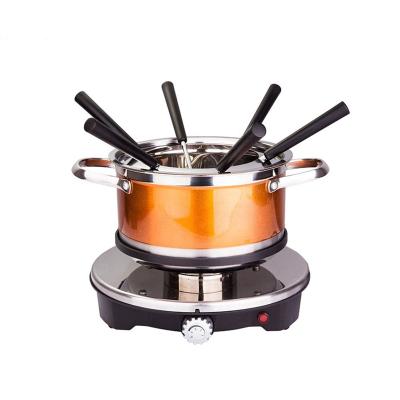 China Large Sustainable 1500W Electric Stainless Steel Chocolate Fondue Pot Cheese Melter Fondue Set for sale