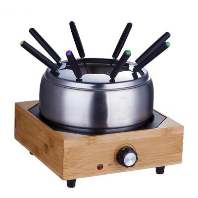 China Sustainable 1500W Electric Chocolate Fondue Wok Set Tabletop Cheese Fondue Set 8 Person Electric 2.0L for sale