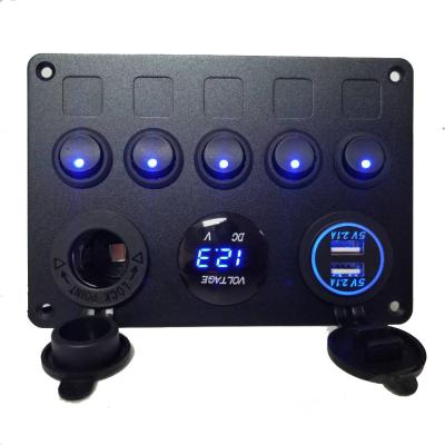 China Hot selling universal 4 gang cat eye switch panel 24V with dual USB charger for marine car truck for sale