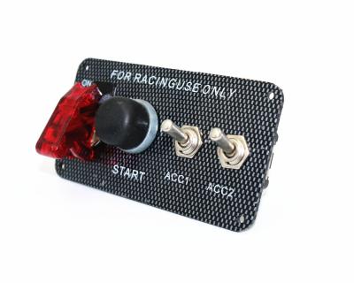 China 12V Ignition Switch Engine Start Push Button 3 Toggle Panel with Indicator Light DIY Racing Style Car Modification Rocke for sale