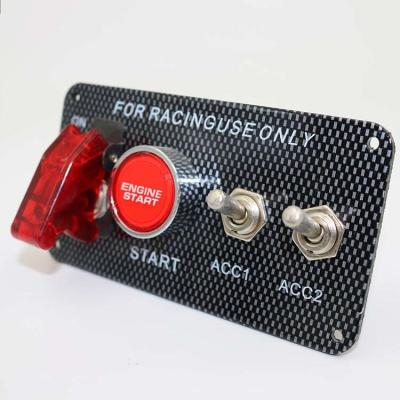 China 12V 30A Ignition Switch Engine Start Push Button 2 Toggle Panel with Indicator Light DIY Racing Car Modification Switch for sale