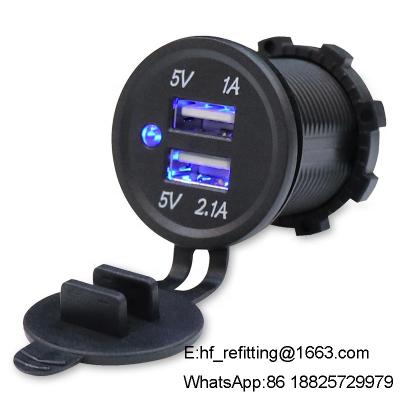 China Manufacturer Price DC 12V USB Socket 3.1A Dual USB Car Charger Socket For Modified Car Motorcycle Boat Bus Marine for sale