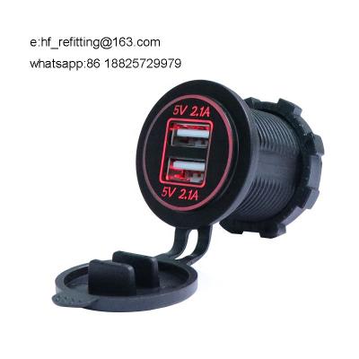 China Waterproof DC 5V 4.2A Double USB Ports Marine Car Charger Socket With CE certificate for sale