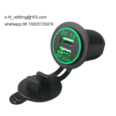 China Car Marine Boat Dual USB Charger Socket Outlet 12V 24V with LED Digital Voltmeter for sale