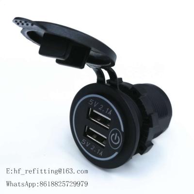 China DC 12V-24V Dual USB Outlet 4.2A Port Socket Charger DS2013n New Touch Switch for sale