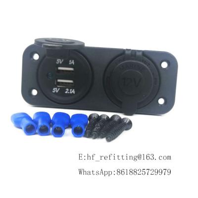 China Hot Selling Dual USB 3.1A Outlet Port Socket with Two Hole Panel 12V-24V Power Socket for sale