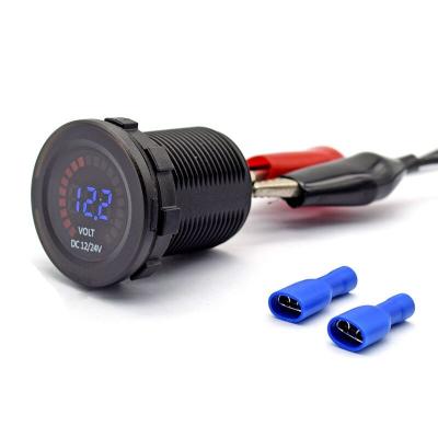 China 12V Color LED DC Digital Display Voltmeter Round Panel Waterproof Tester Volt Gauge for Car Motorcycle Truck Boat Marine for sale