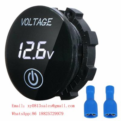 China DC 5V-48V LED Panel Digital mini round led voltmeter with Touch ON OFF Switch for sale