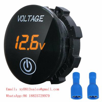 China DC 5V-48V LED Panel Digital mini round led voltmeter with Touch ON OFF Switch for sale