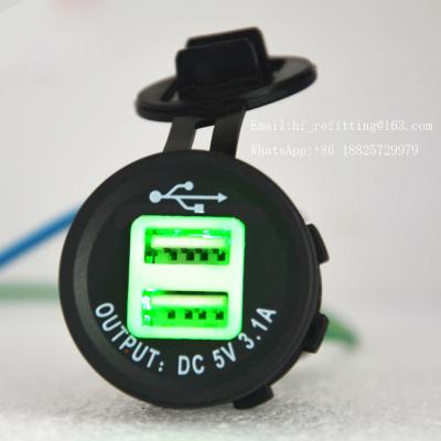 China Waterproof DC 12 VOLT Universal adapter dual port usb car charger 3.1a for sale