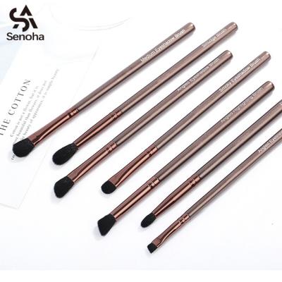 China Extura Soft OEM Thickened Aluminum Tube Wooden Handle Eyeshadow Brush Set for sale