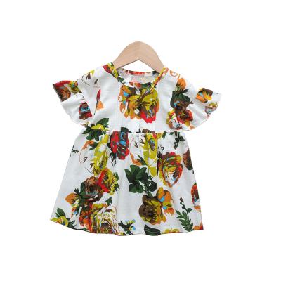 China 2022 Washable New Style Spring Baby Girl Floral Dress Child Floating Sleeve Boho Trim Infant Dresses for sale