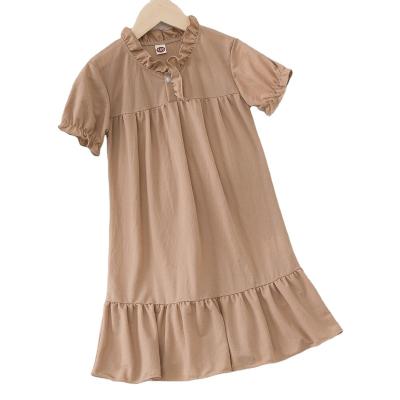 China Leisure Girls Wholesale Dress Style Solid New Cute Girl Clothes Custom Made Short Sleeve Baby Nightgown for sale