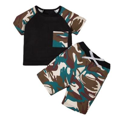 China New Boys Camouflage Suit Raglan Sleeve Suit Baby Clothing Two Piece Sets 2022 Summer Hot Sale QUICK DRY for sale