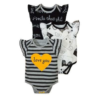 China Cozy Baby Clothes Suitable Running 100% Cotton Letter Printed Cozy Summer Baby Unisex Newborn Rompers for sale