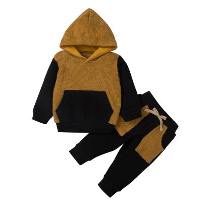 China Wholesale Breathable Baby Clothes Autumn Clothes Little Kids Front Pocket Hoodie Boutique Boy Pants Set for sale