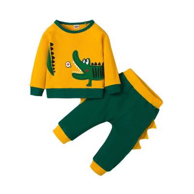 China Anti-Wrinkle Factory Sale Yellow 100% Cotton Baby Body Suit Baby Boy Suits Baby Clothes Set Custom for sale