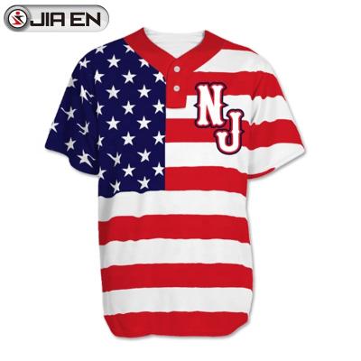 China Antibacterial Cool American Flag Design Printed In 100% Polyester Baseball T Shirts for sale