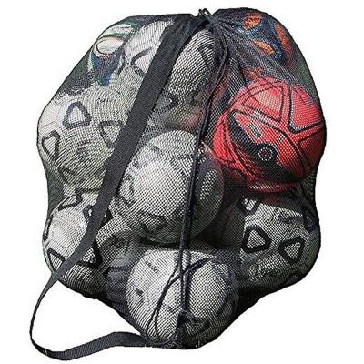 China Fold Over Extra Large Sports Ball Bag Mesh Soccer Ball Bag Oversized Nylon Mesh Drawstring Bag for sale