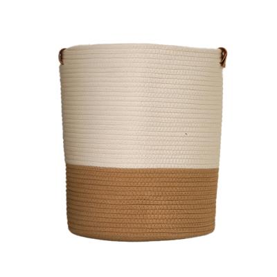 China Storage Clothes Toys Woven Cotton Rope Basket With Handles Large Plastic Laundry Hamper Kitchen Basket Storage Organizer for sale