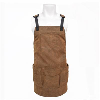 China Washable Outdoor Multi-pocket Work Tool Apron BBQ Anti-dirty Thickened Gardening Apron for sale