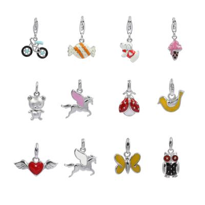 China Wholesale 925 Sterling Silver Cute Hot Item Jewelry Enamel Pendant Charms 925 Sterling Silver Enamel Pendant Silver Enamel Charms for sale