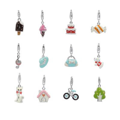 China Cute 925 Sterling Silver Jewelry Enamel Charms for Bracelet 925 Silver Enamel Pendant Charms Cute Kids Jewelry for sale