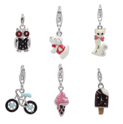 China Sterling Silver Jewelry Casual/Sporty 925 Charms Enamel Dangle Animals Silver Enamel Bicycle Charm Ice Cream Kids Pendant Jewelry for sale