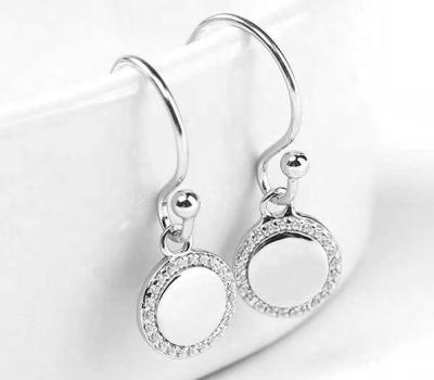 China FASHIONABLE Jewelry Silver Circle CZ Crystal Gold Plated Earrings For Drop Earrings Women for sale