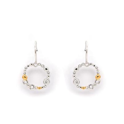 China TRENDY 925 Sterling Silver Jewelry Gold Plated Hollow Out With Crystal Dangle Earrings Jewelry Women for sale