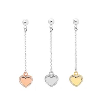 China Romantic Silver Jewelry Love Heart Earrings Silver Drop Dangle Stud Earrings For Women 925 Sterling Silver Earring Jewelry for sale